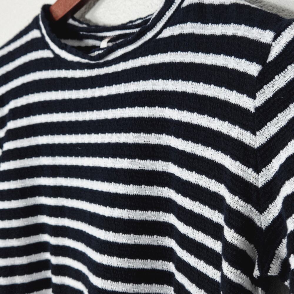 Free People Cropped Striped Knit Top Small Black White Nautical Preppy - Picture 3 of 7